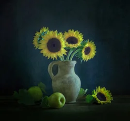 Tournesols et pommes vertes