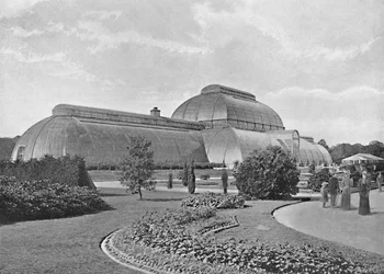 La grande serre aux palmiers, Kew Gardens, vers 1896