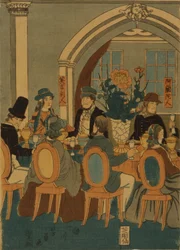 Banquet des cinq nations au club de Yokohama, 1861