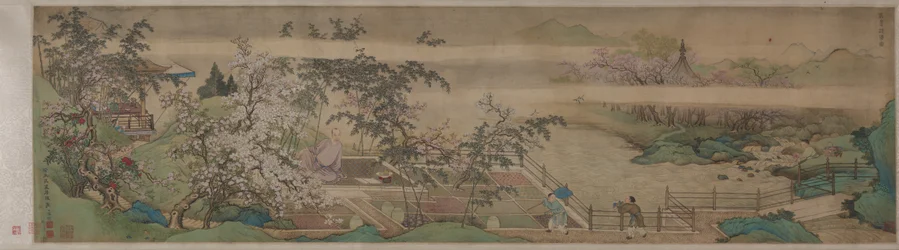 Nettoyage des herbes médicinales dans le ruisseau un jour de printemps, 1703