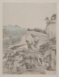 Paysages, daté de 1668 (album de huit peintures ; encre et couleur sur papier)