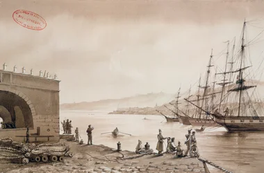 Vue du Fort Bab Azoun depuis le port, Alger, vers 1830-31