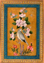 Oiseau perché sur une branche en fleurs, 1696