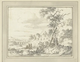 Paysage montagneux avec ruines