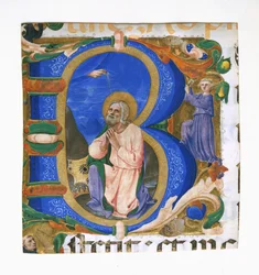 Le roi David en prière dans une initiale B, vers 1450