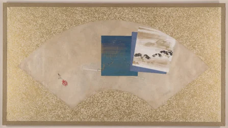 Trois paysages, fin du 19e siècle (peinture en éventail montée en feuille d