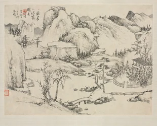 Album de paysages dans divers styles : Paysage du mont Changbai après Huang Gongwang, 1684