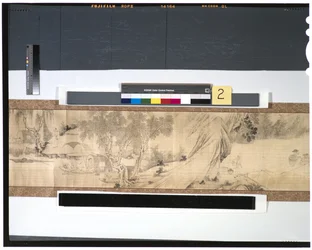 Vie des pêcheurs le long de la rivière, XVIIIe siècle (encre et couleur sur soie, rouleau à main)