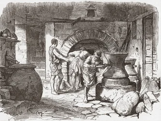 Une boulangerie romaine, Pompéi, Italie
