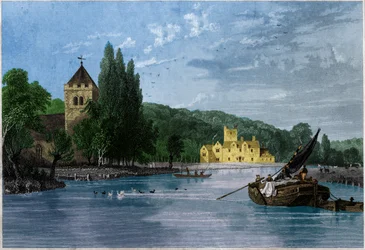 Abbaye de Bisham, Commanderie des Templiers, Comté de Berkshire. vers 1850