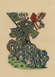 Évêque de Noyon, avec mitre et étendard