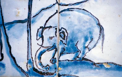 Éléphant, azulejos, Palais des Marquis de Fronteira, Lisbonne, Portugal, (détail)