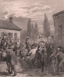 Armée française entrant en Belgique, août 1831, gravure sur acier sur papier de Chine