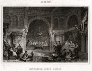 Intérieur en Algérie, vers 1840 (gravure)