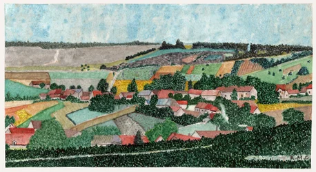 Paysage dans la campagne française, ca 1950