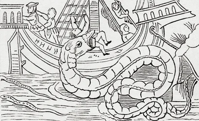Homme dévoré par un serpent de mer