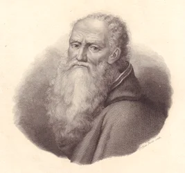 Portrait du peintre italien Bernardino Luini (circa 1481-1532), gravure sur cuivre par Caterina Piotti-Pirola d