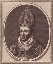 Portrait de William Waynflete (1398-1486), évêque de Winchester, gravure sur cuivre par John Goldar (1729-1795)