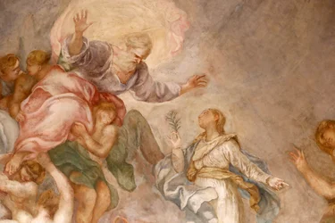 Basilique Santa Maria delle Vigne. Dieu le Père. Fresque. Gênes. Italie.