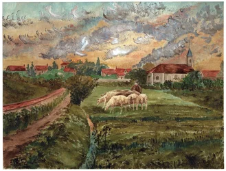 Troupeau de moutons, vers 1910
