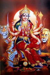 Temple hindou de Shiva. Représentation de la déesse hindoue Durga.