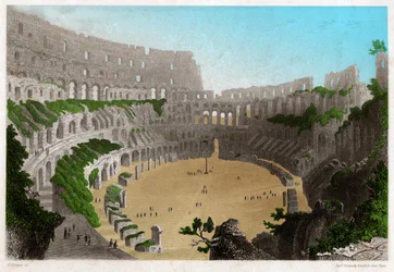 Les ruines du Colisée à Rome. vers 1840 (gravure)