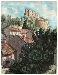 Village avec un château