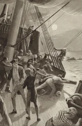 Le navire du capitaine James Cook en difficulté au large du cap Tribulation