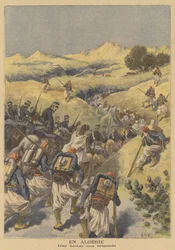 Troupes françaises chassant des bandits en Algérie