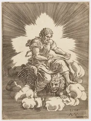 Saint Marc, assis sur un lion