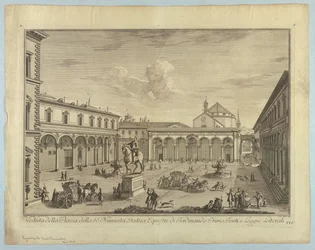 Vue de Florence, planche de "Scelta di XXIV Vedute delle principali contrade, piazze, chiese, e palazzi della Città di Firenze"