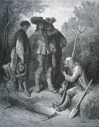 Illustration pour Le Vieillard et les Trois Jeunes Hommes, des Fables de Jean de La Fontaine