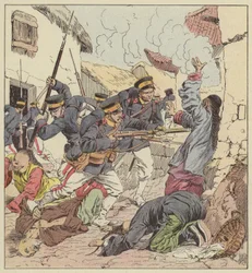 Les Japonais massacrant les Chinois de Port-Arthur