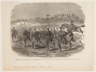 Charge du premier régiment du Massachusetts sur une tranchée rebelle près de Yorktown