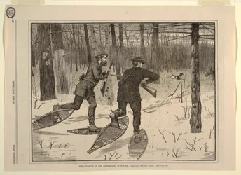Chasse au cerf dans les Adirondacks en hiver, de Every Saturday, 21 janvier 1871, p. 57