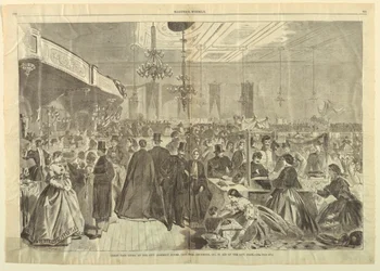 Grande foire donnée aux City Assembly Rooms, New York, décembre 1861, en aide aux pauvres de la ville, de Harper