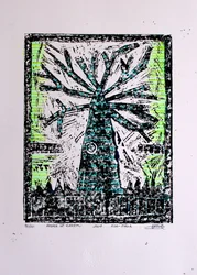 Arbre aux motifs colorés