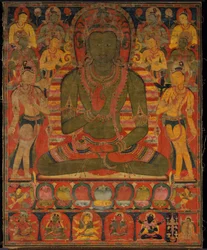 Bouddha Amoghasiddhi avec huit bodhisattvas