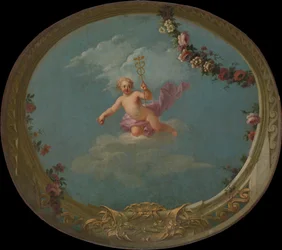 Cupidon en messager, avec le caducée