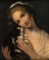 French: Jeune fille au chat