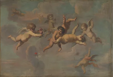 Putti culbuto avec fleurs