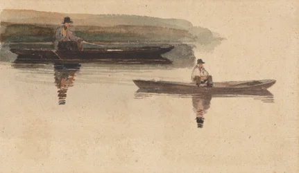 Deux hommes en barques