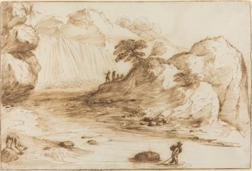Paysage avec une cascade