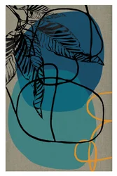 Feuilles tropicales bleues abstraites