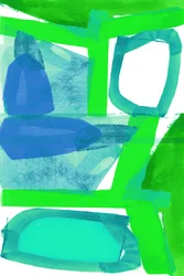 Formes abstraites vertes et bleues