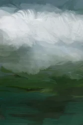 Paysage verdoyant et brumeux