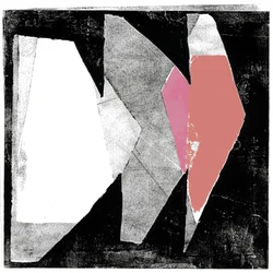 Collage géométrique en terre cuite rose