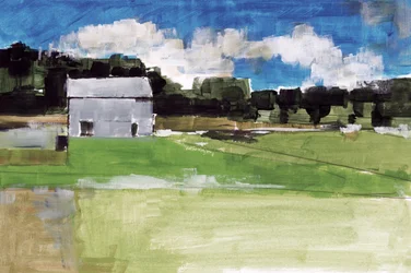 Paysage avec grange rustique