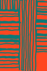 Motif orange vif et bleu sarcelle