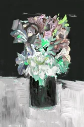 Bouquet floral aux couleurs vives et au style pictural